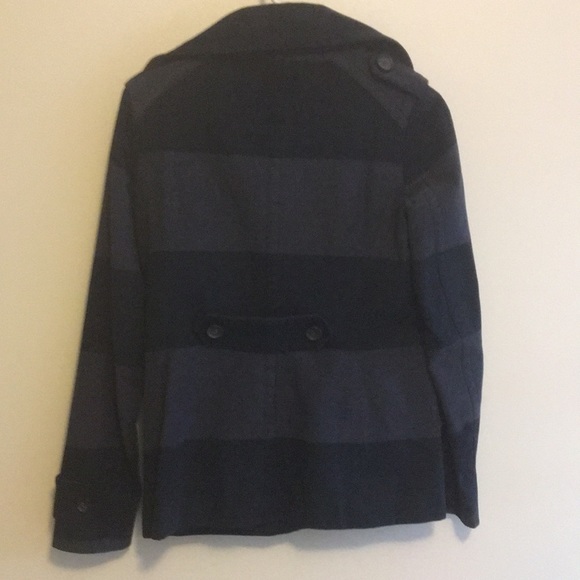 Gap blue & grey gray striped pea coat - Picture 5 of 6